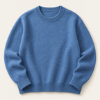 Pure wool crewneck sweater in haze blue, front view